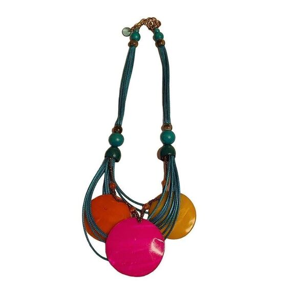 Colorful Costume Jewelry Pink Turquoise Beaded Necklace - Picture 4 of 10